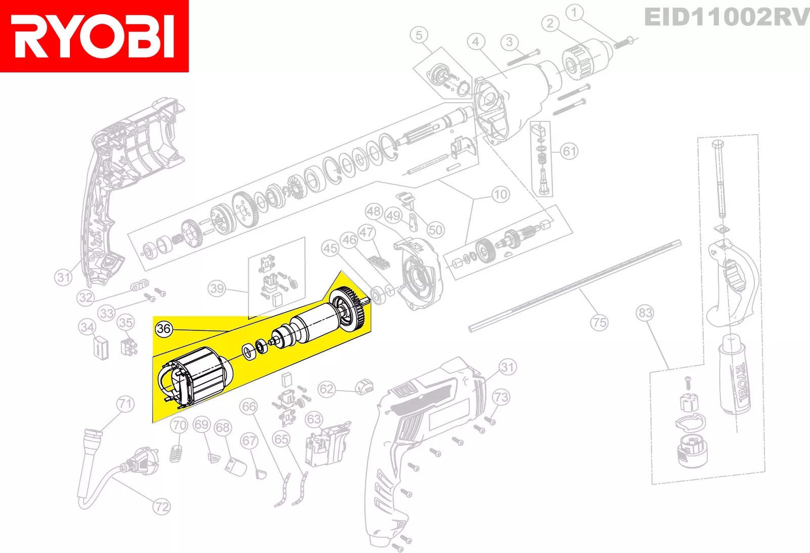 Moteur réf. 5131015594 Ryobi